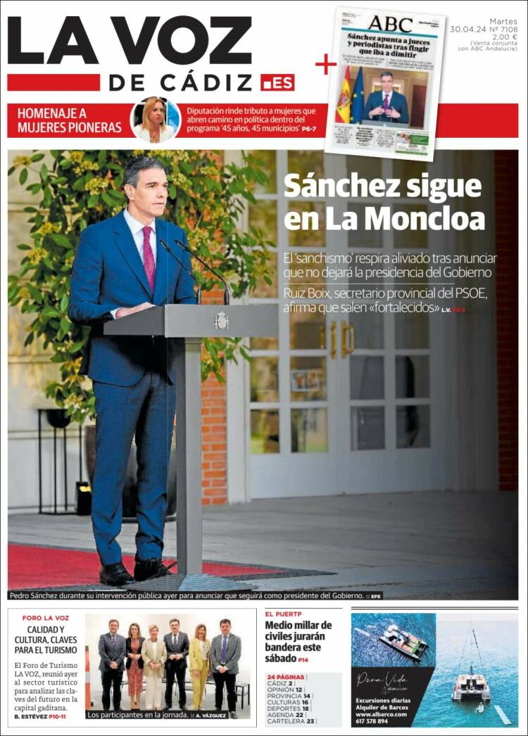 Portada de La Voz de Cádiz (España)