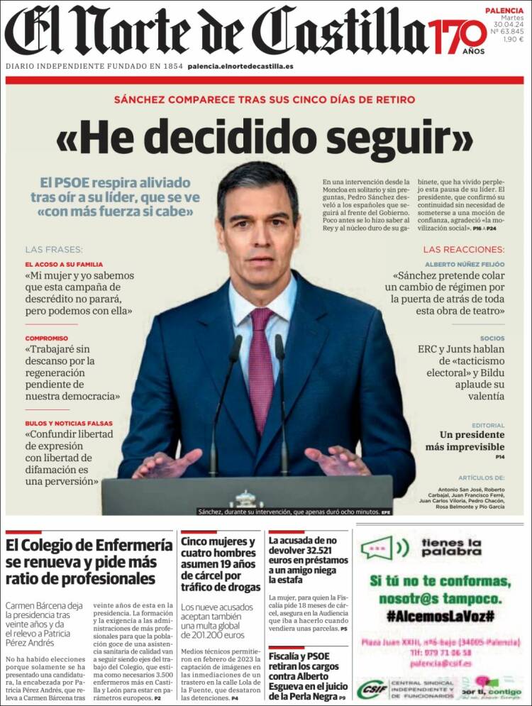 Portada de Norte de Castilla - Palencia (España)