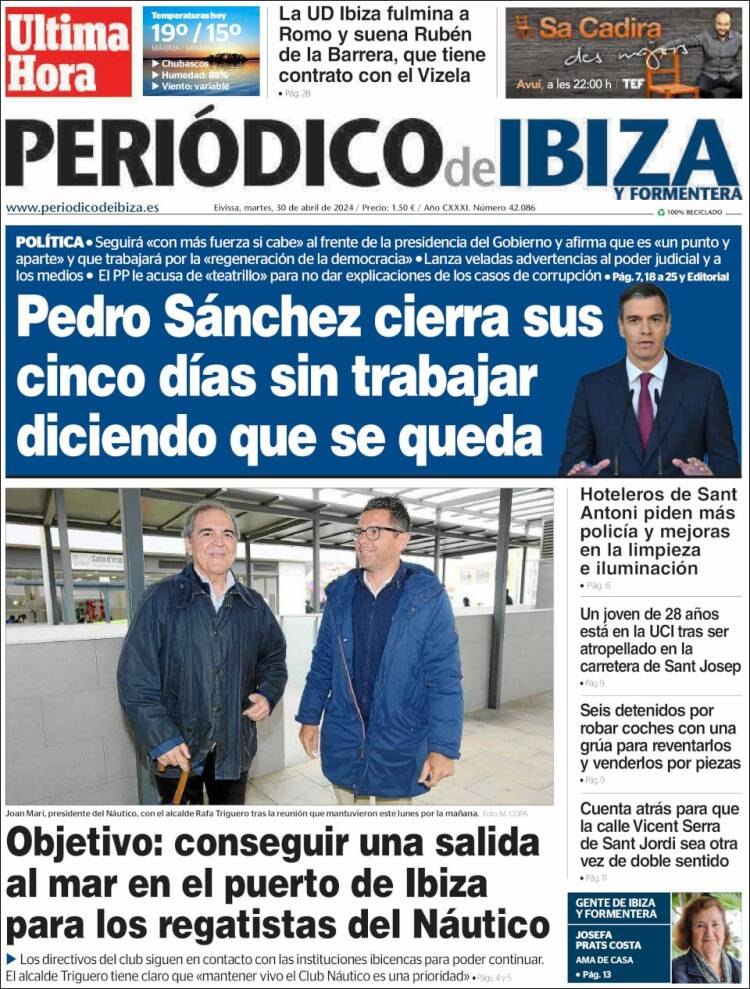 Portada de Periódico de Ibiza (España)