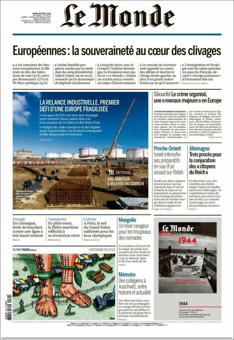 Portada de Le Monde (Francia)