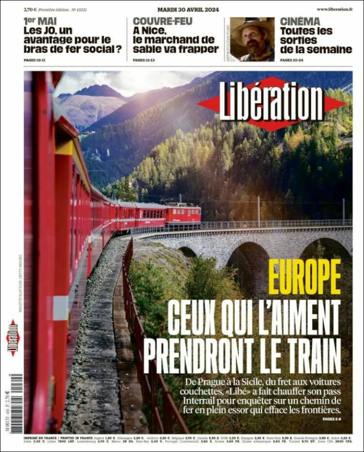 Portada de Libération (Francia)