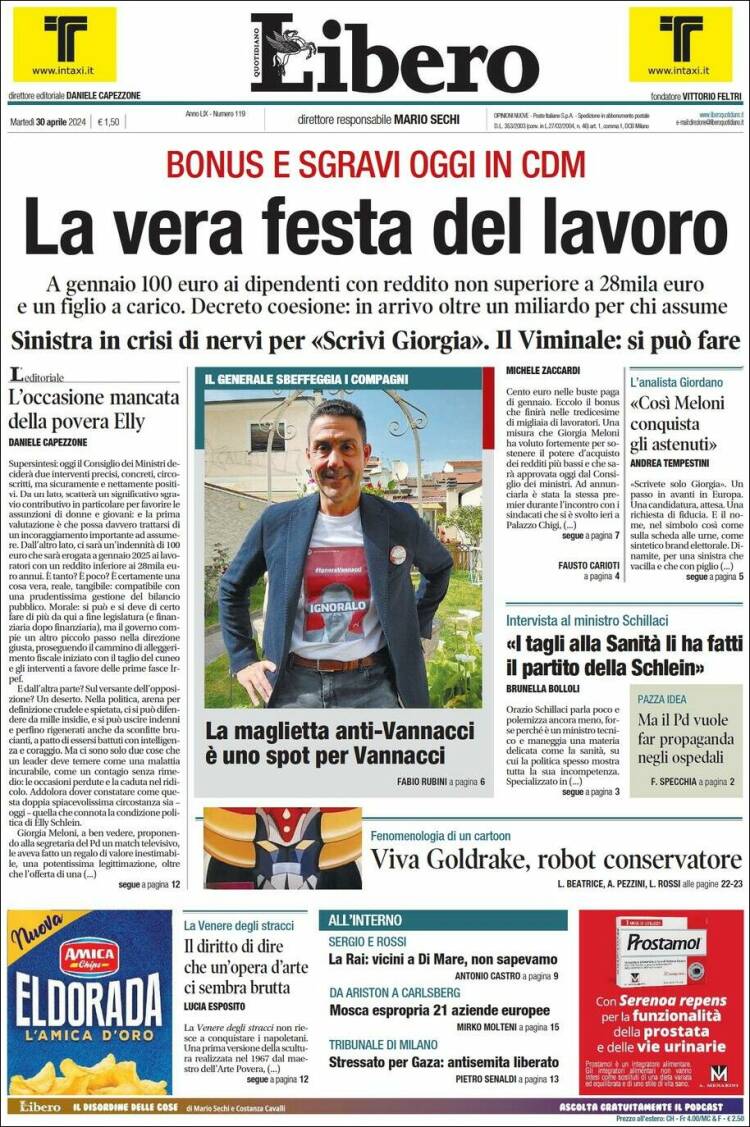 Portada de Libero (Italia)