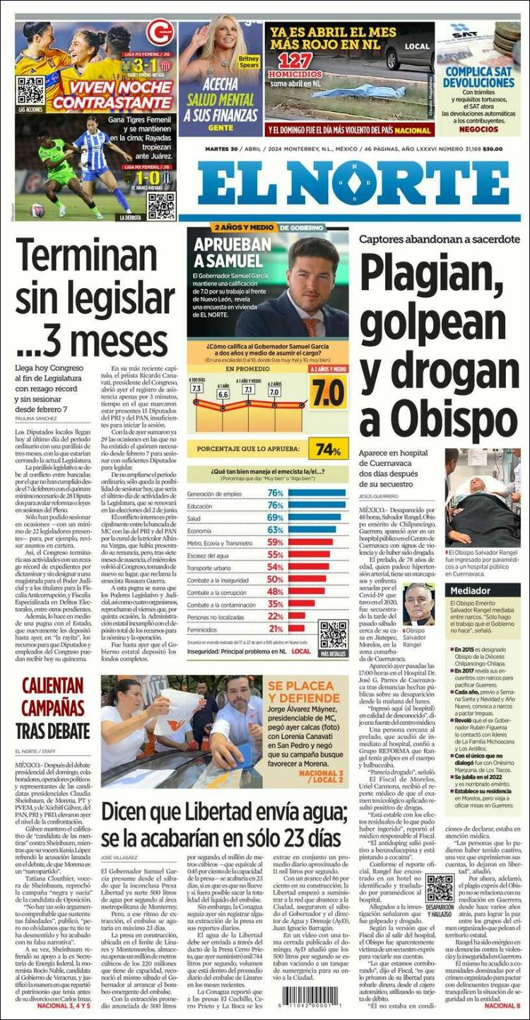 Portada de El Norte (M&eacute;xico)