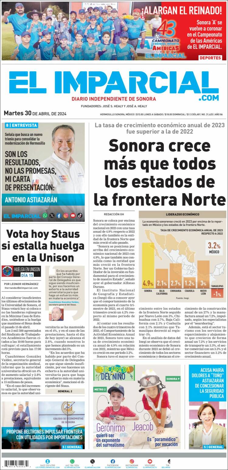 Portada de El Imparcial (M&eacute;xico)