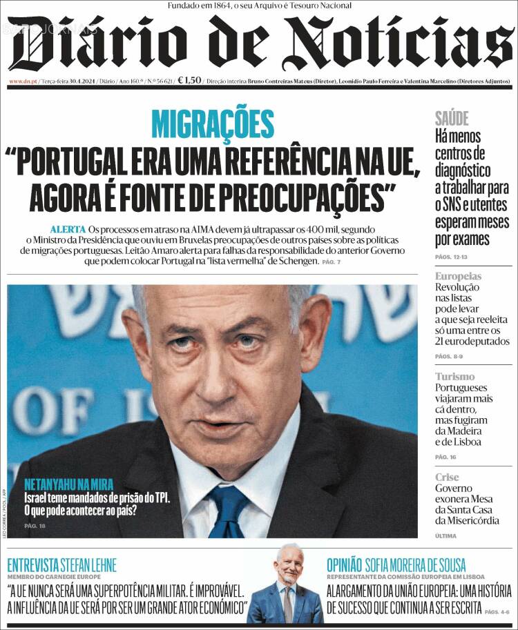 Portada de Diário de Noticias (Portugal)