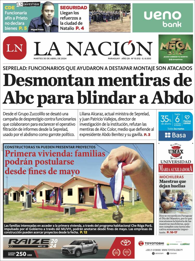 Periódico La Nación Paraguay Periódicos De Paraguay Edición De Martes 30 De Abril De 2024