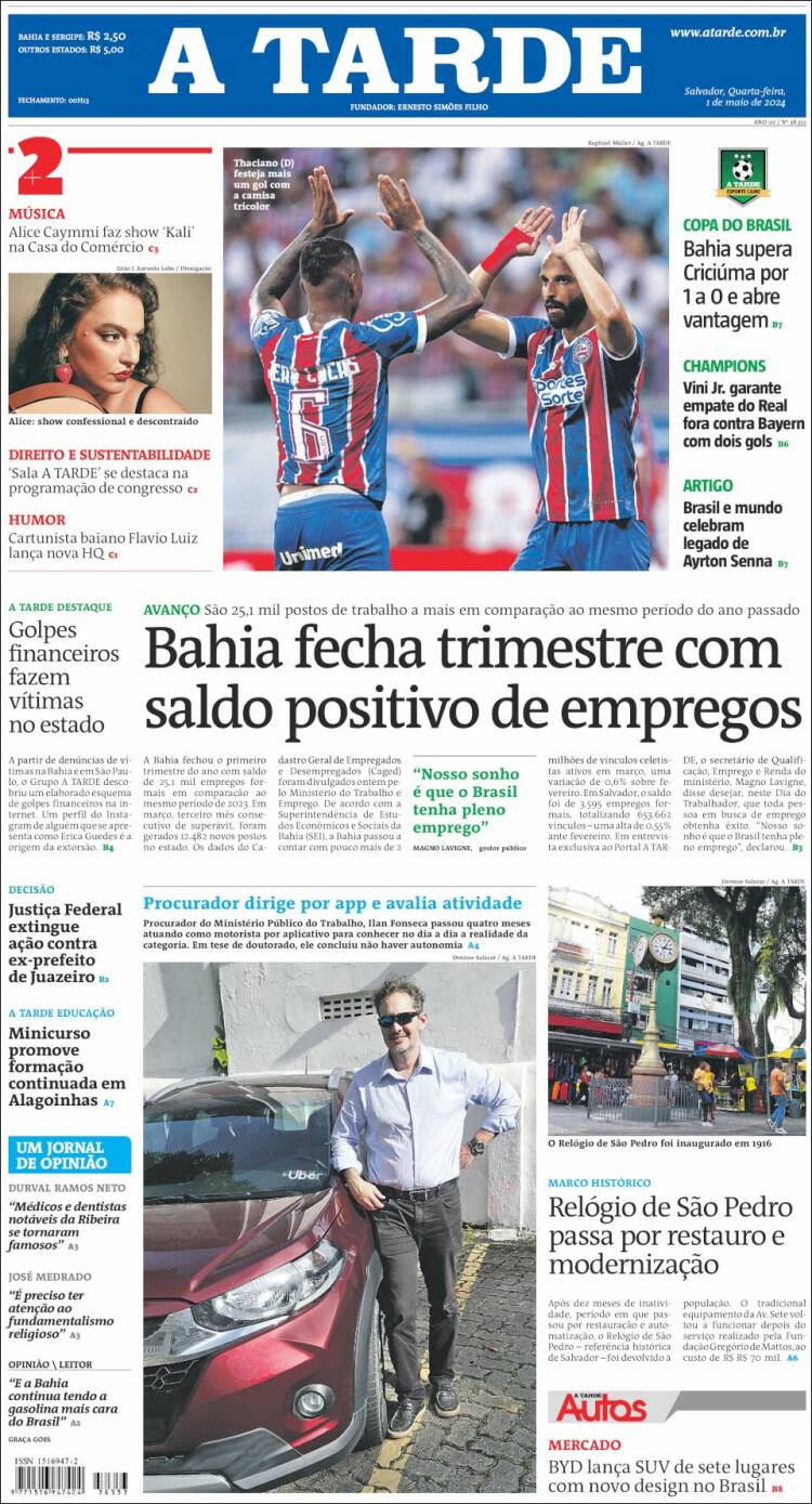 Portada de Diário A Tarde (Brasil)