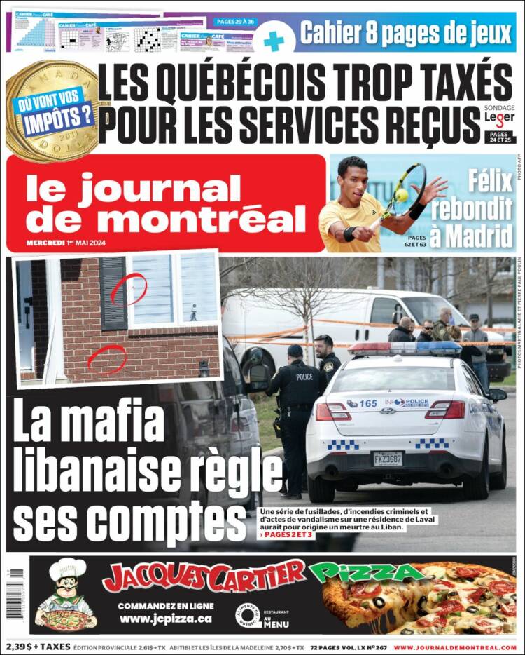 Portada de Le Journal de Montréal (Canadá)