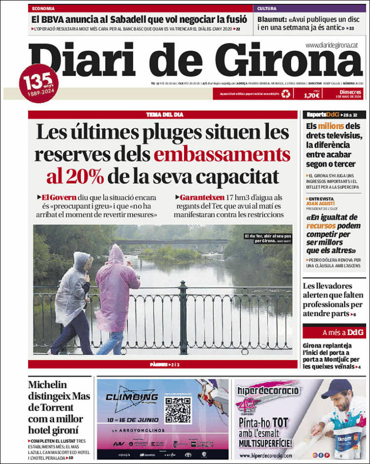Portada de Diari de Girona (España)