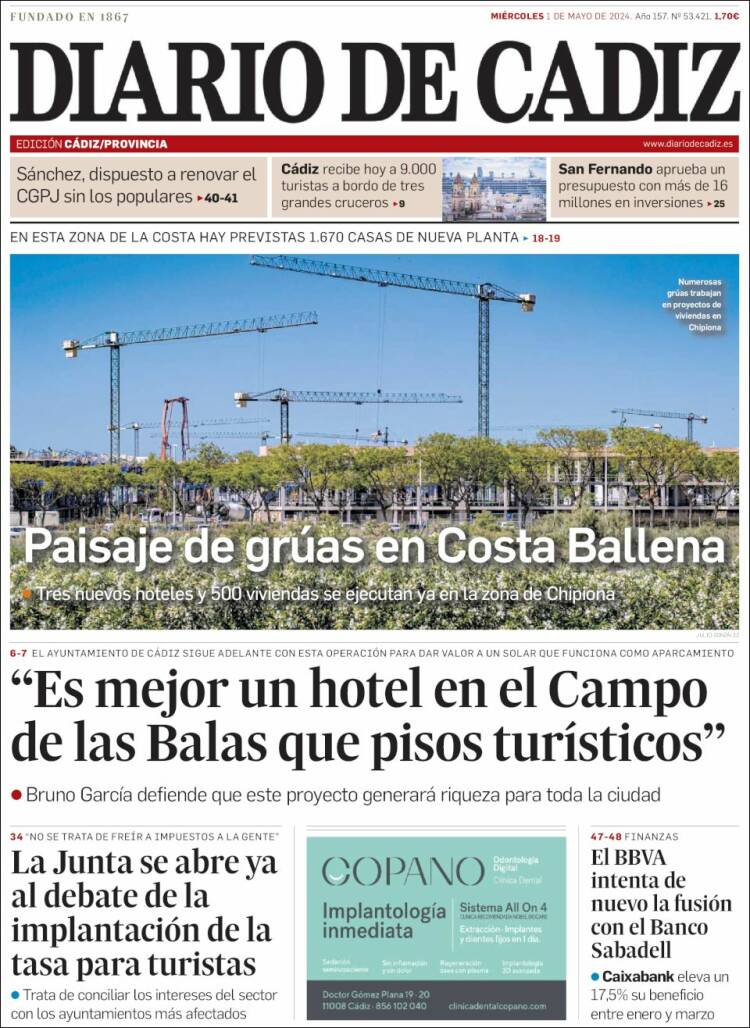 Portada de Diario de Cádiz (España)