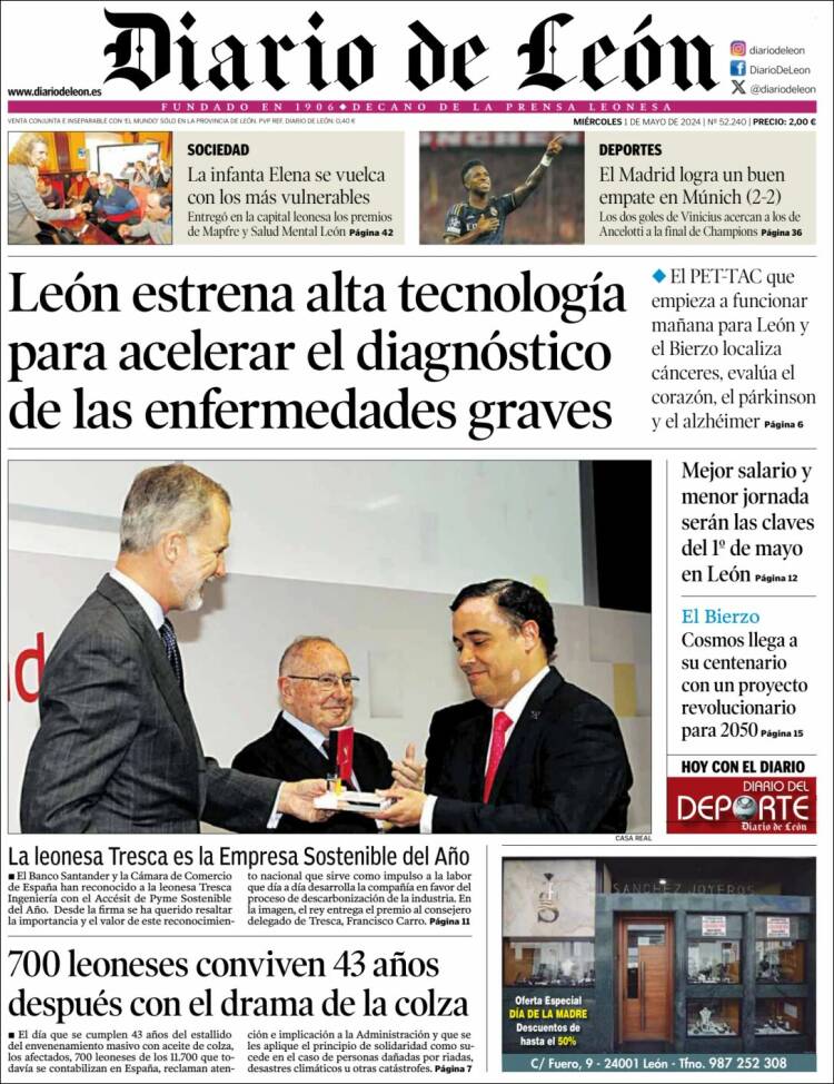 Portada de Diario de León (España)