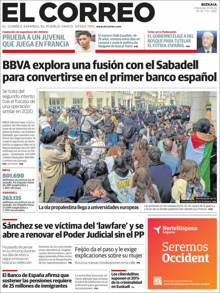 Portada de El Correo (España)
