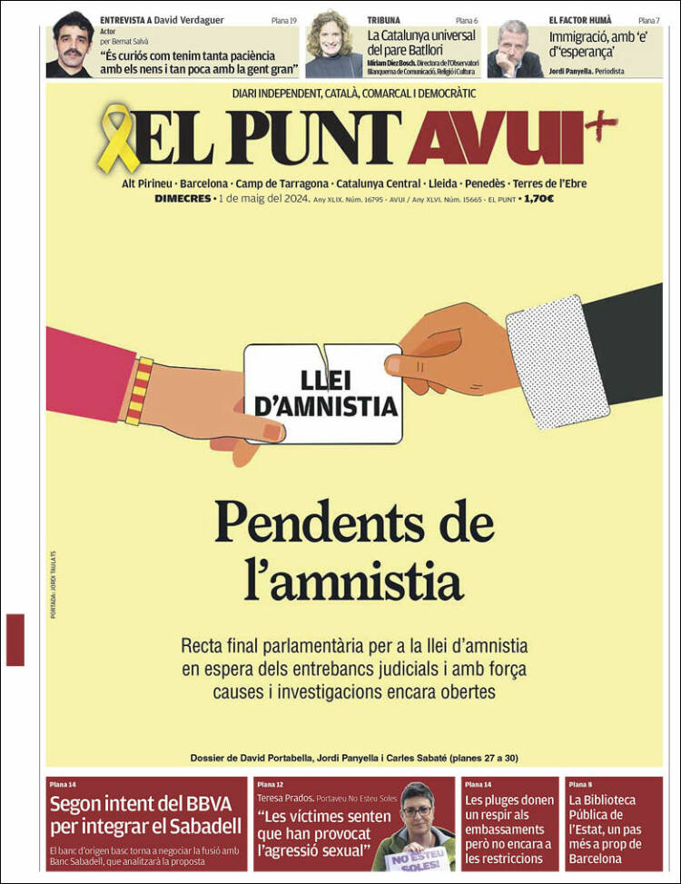 Portada de El Punt Avui (España)