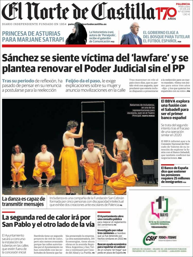 Portada de Norte de Castilla - Palencia (España)