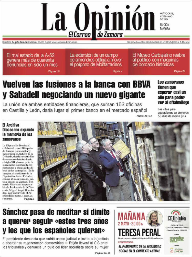 Portada de La Opinión - El Correo de Zamora (España)