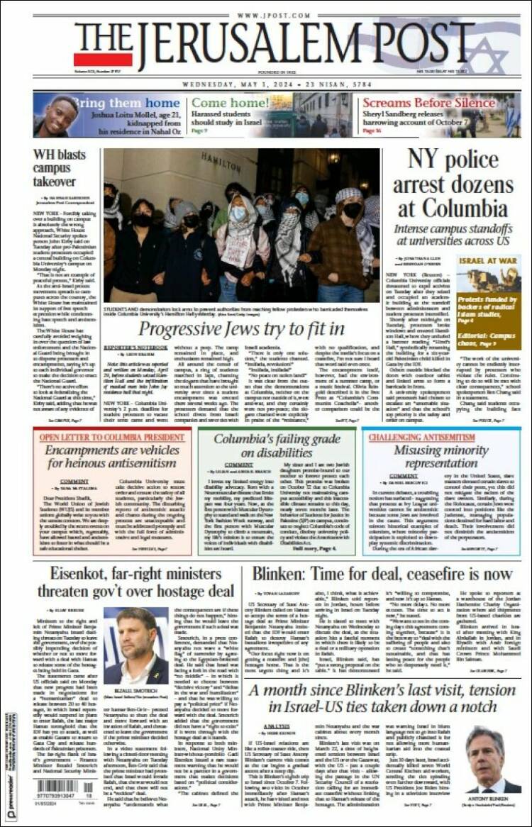 Portada de The Jerusalem Post (Israel)