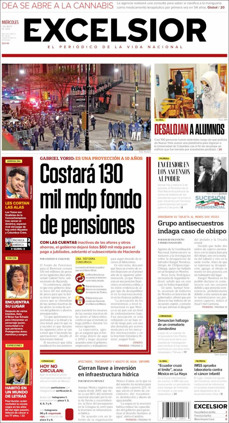 Portada de Excelsior (México)