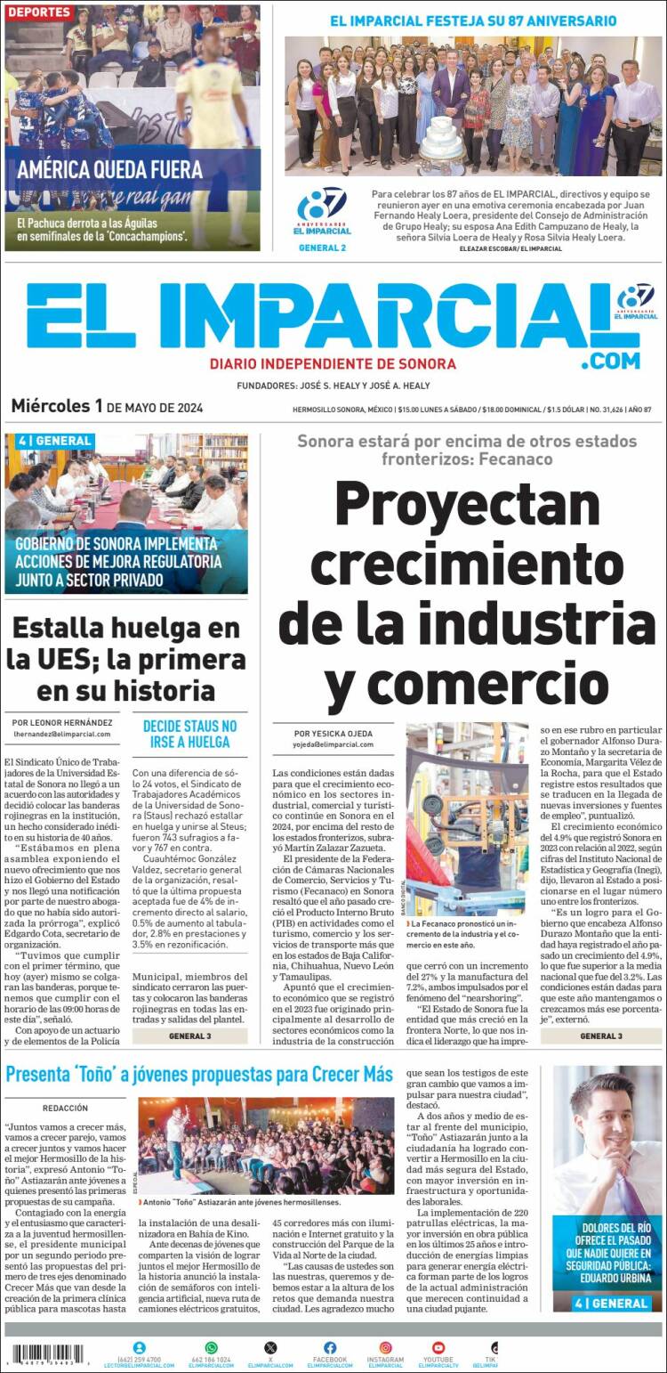 Portada de El Imparcial (México)