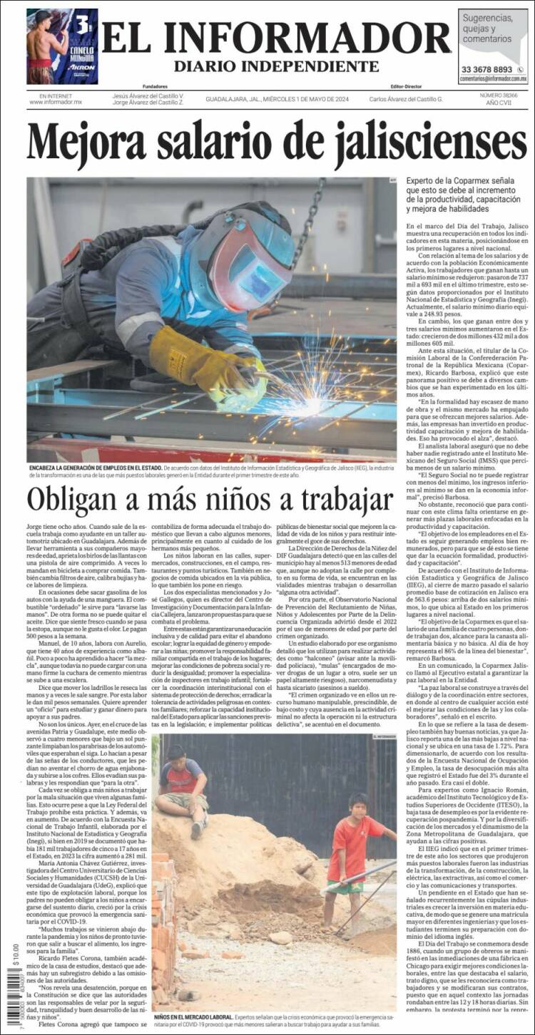 Portada de El Informador (México)
