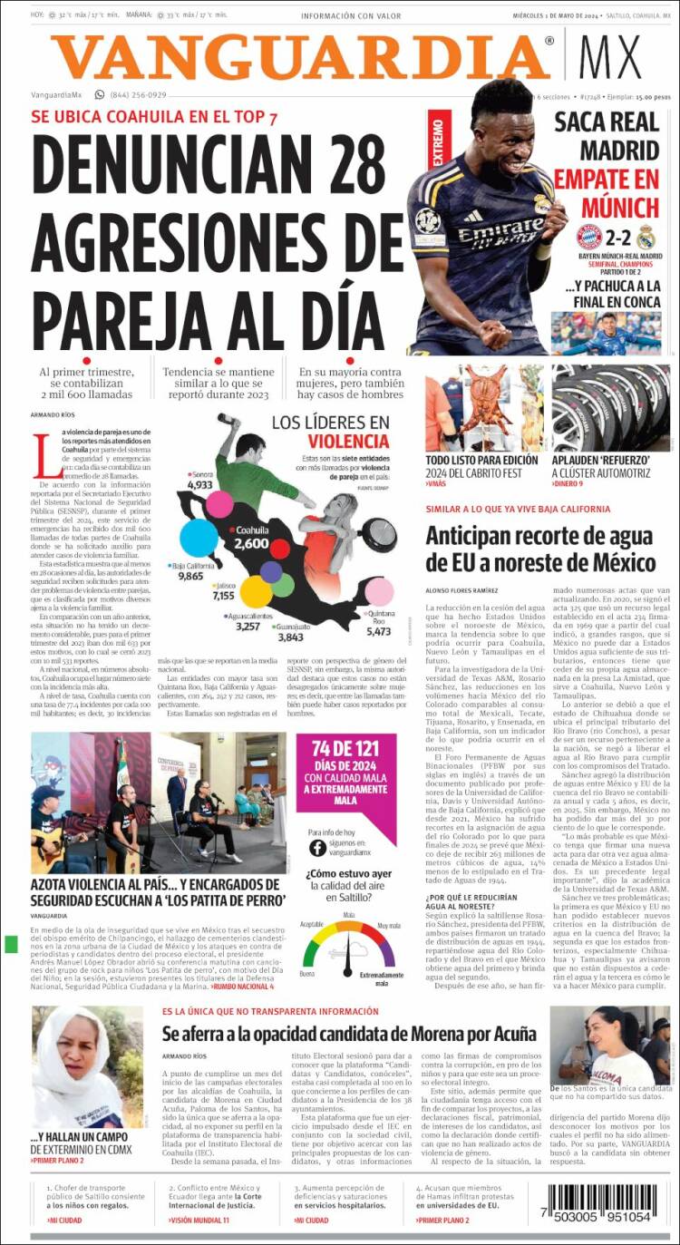 Portada de Vanguardia (México)