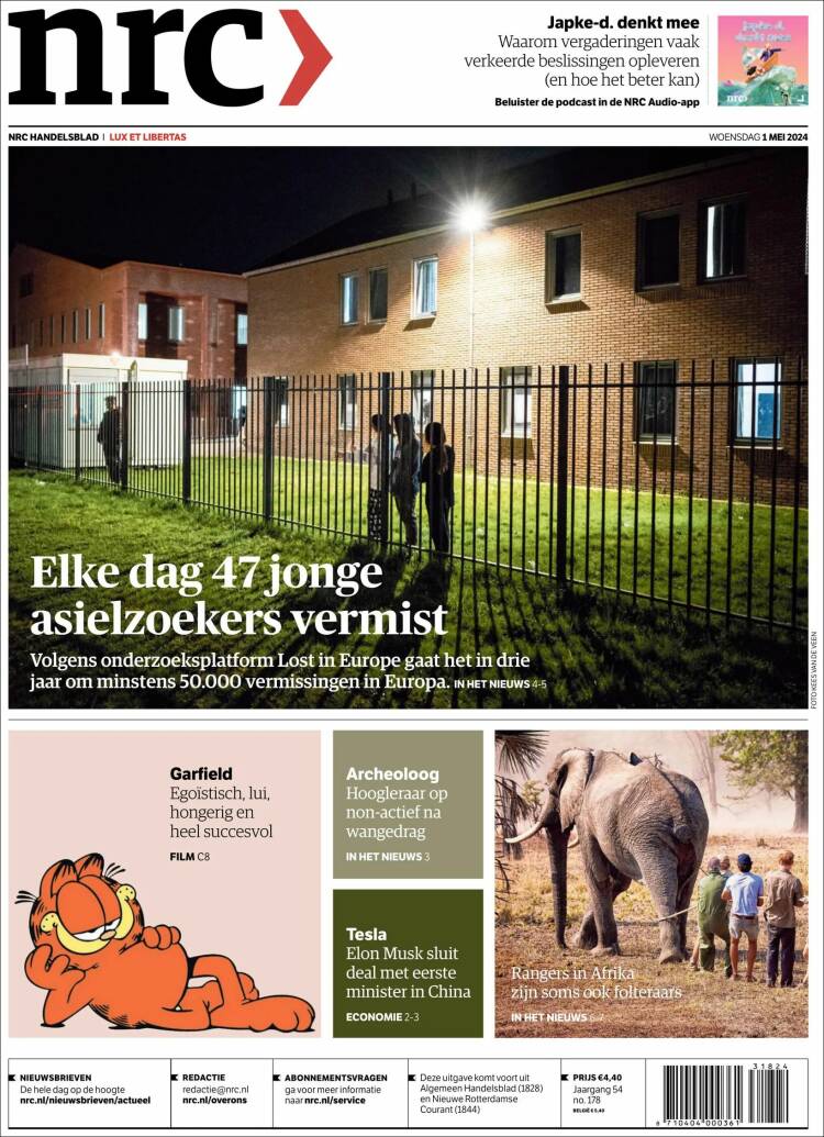 Portada de NRC Handelsblad (Pa&iacute;ses Bajos)