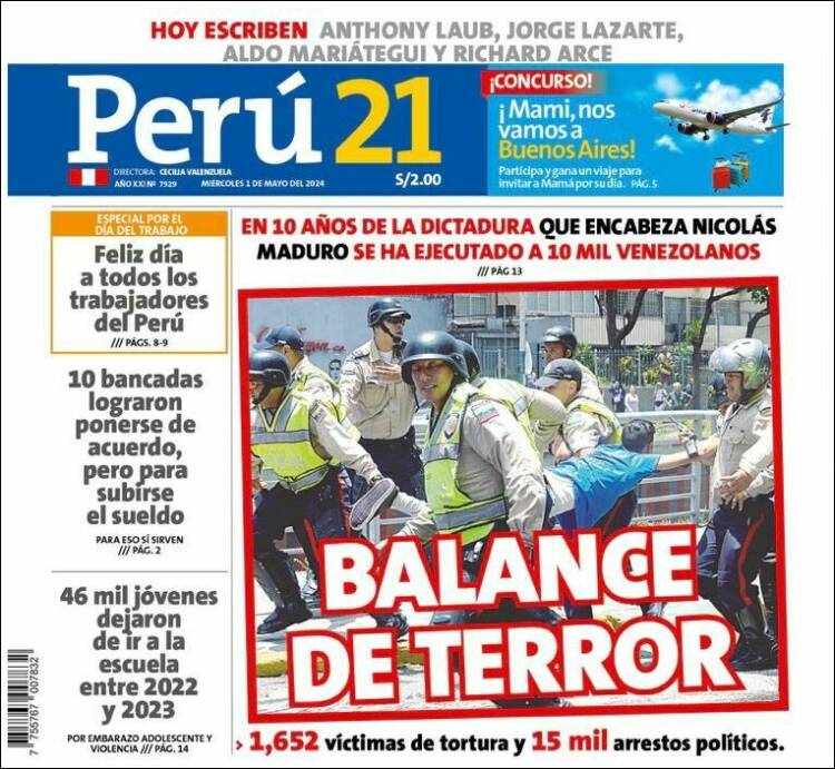 Portada de Perú 21 (Per&uacute;)