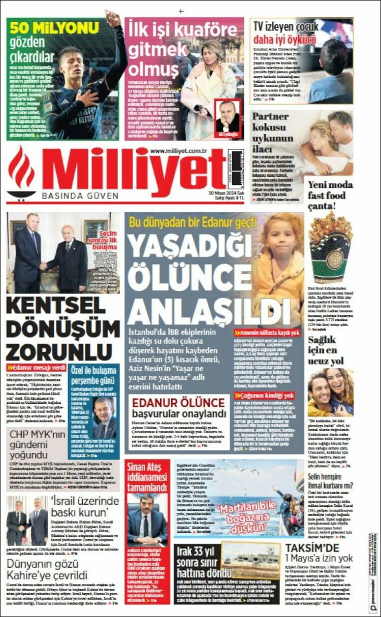 Portada de Milliyet (Turqu&iacute;a)