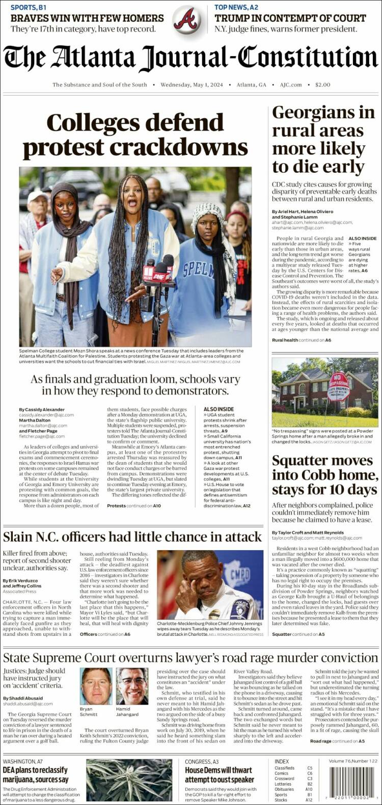 Portada de The Atlanta Journal-Constitution (USA)