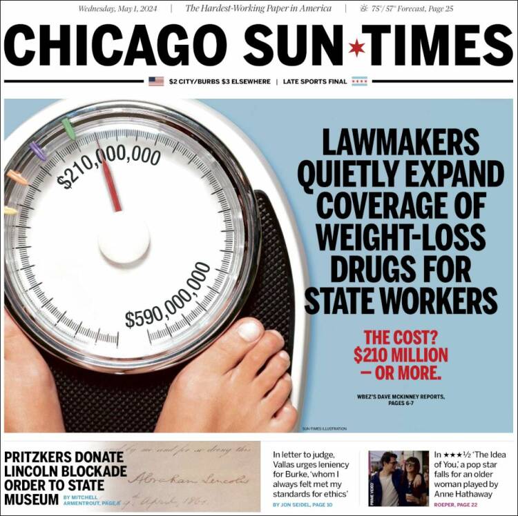 Portada de Chicago Sun-Times (USA)