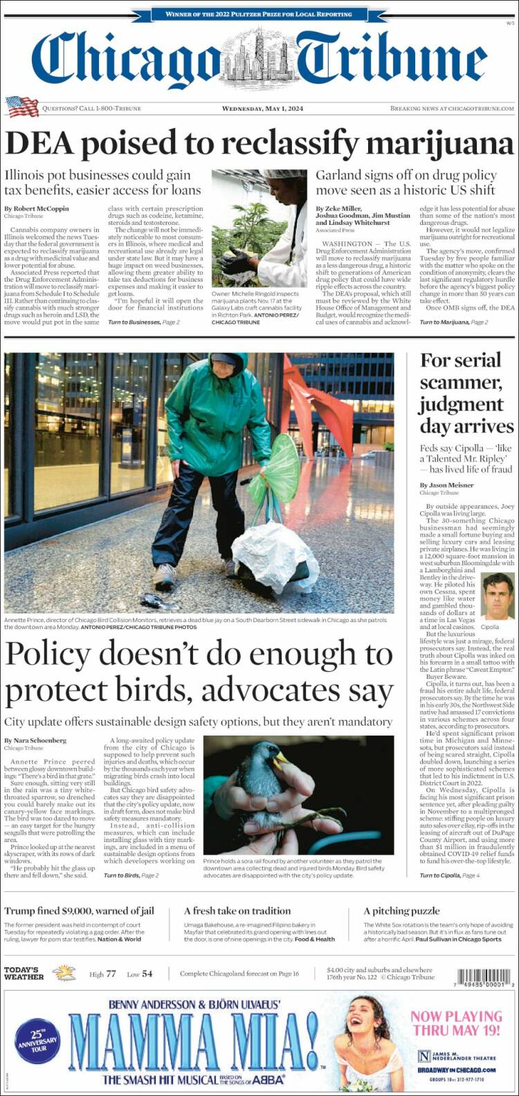 Portada de Chicago Tribune (USA)