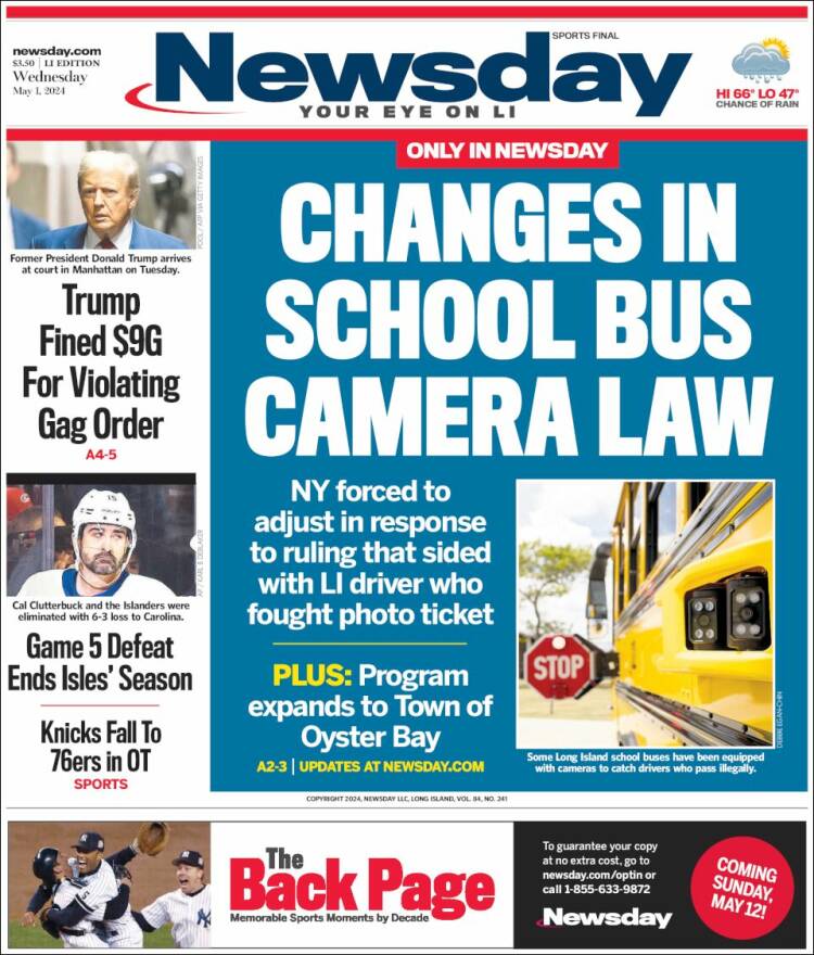 Portada de Newsday (USA)