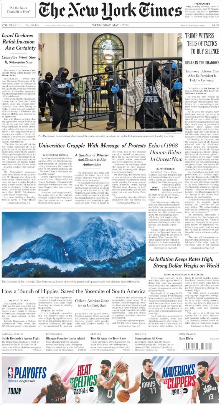 Portada de New York Times (USA)