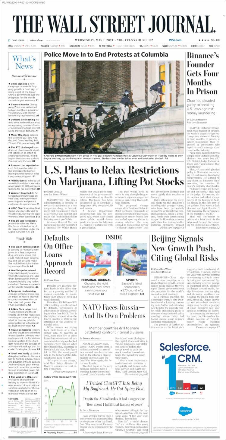 Portada de Wall Street Journal (USA)