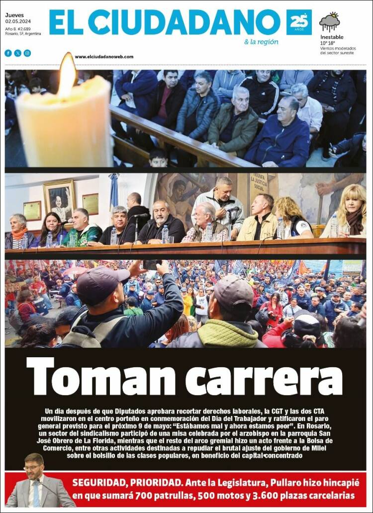 Portada de Diario El Ciudadano (Argentina)