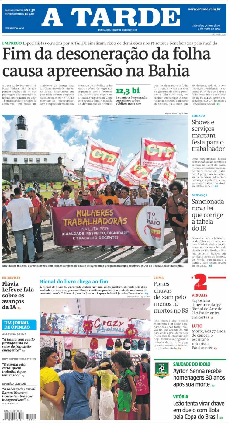 Portada de Diário A Tarde (Brasil)