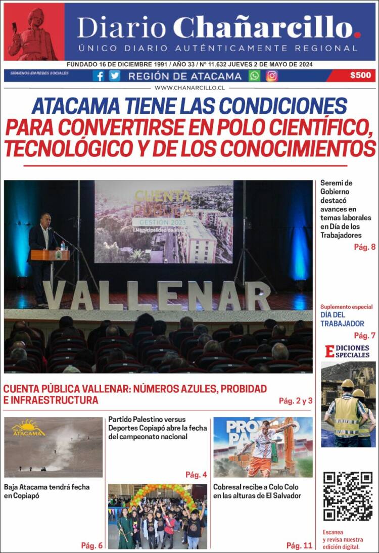 Portada de Diario Chañarcillo (Chile)