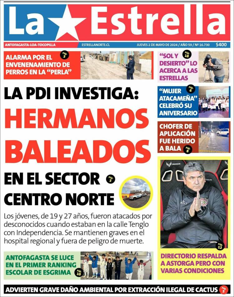 Portada de La Estrella de Tocopilla (Chile)