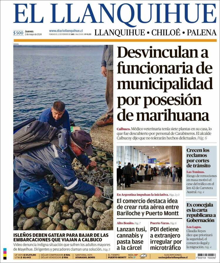 Portada de El Llanquihue (Chile)