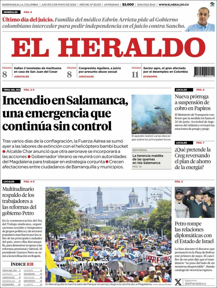 Portada de El Heraldo (Colombia)