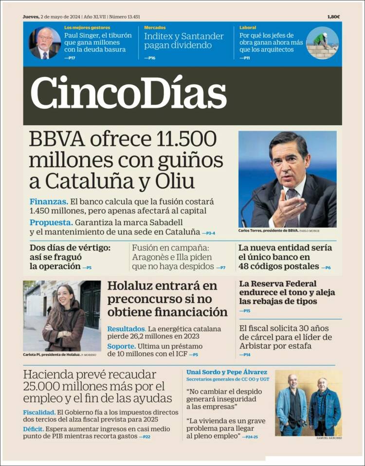 Portada de Cinco Días (Espa&ntilde;a)