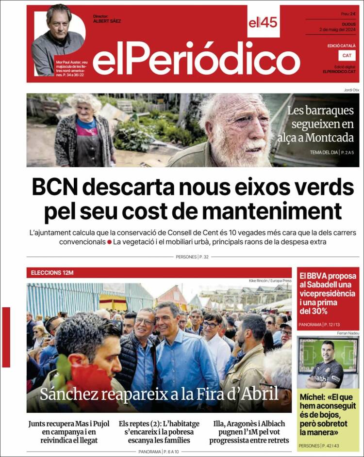 Portada de El Periódico de Catalunya (España)