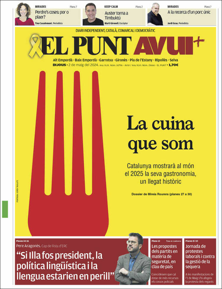 Portada de El Punt Avui - Girona (España)