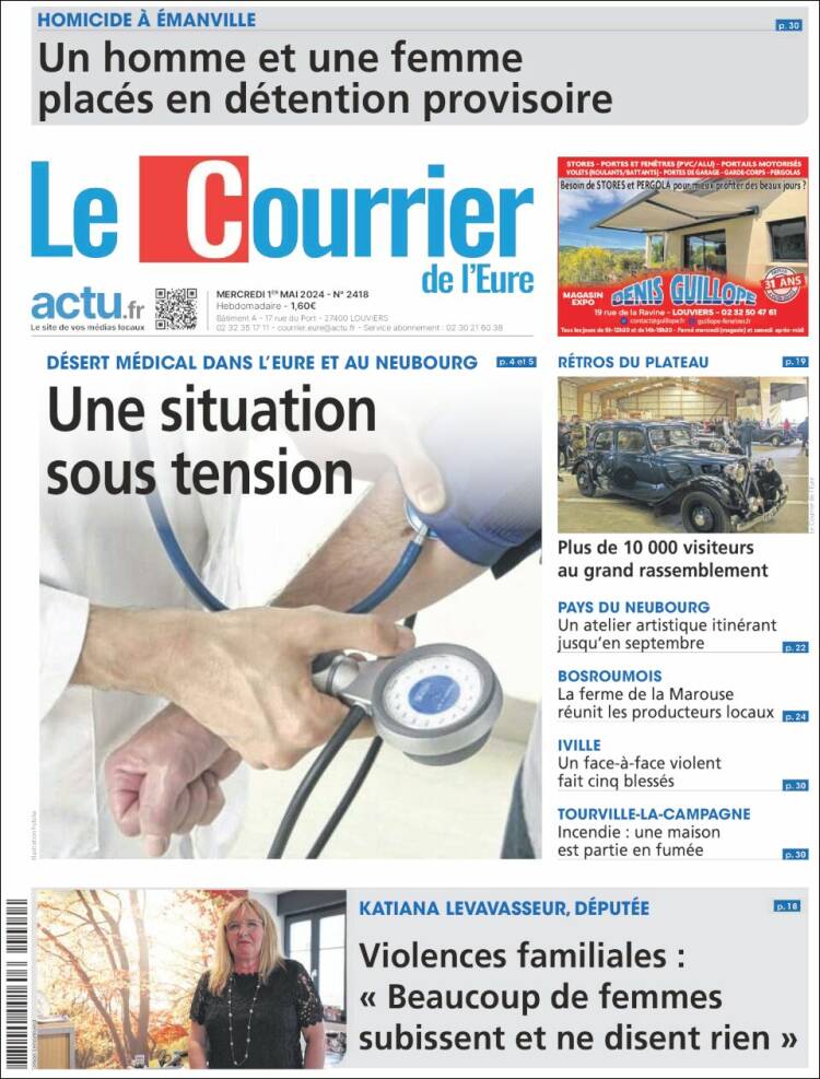 Portada de Le Courrier de l'Ouest (Francia)
