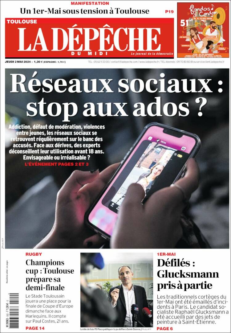 Portada de La Dépêche du Midi (Francia)