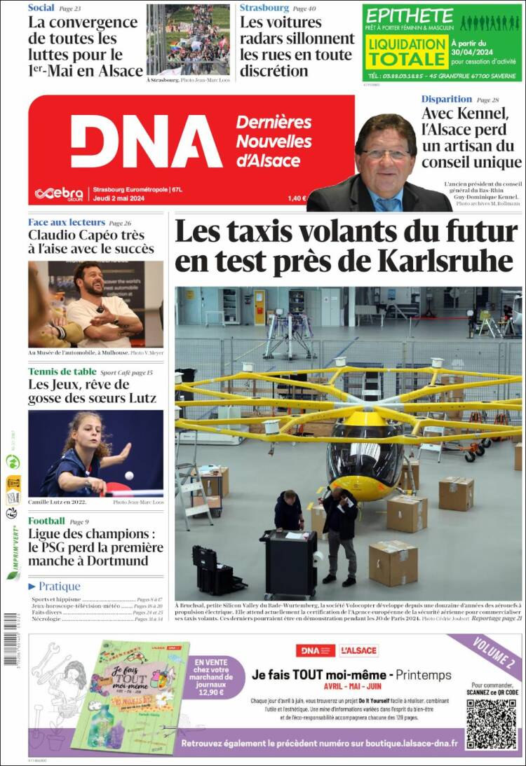 Portada de Les Dernières Nouvelles d'Alsace (Francia)