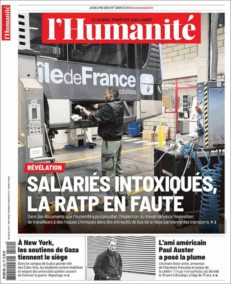 Portada de l'Humanite (Francia)