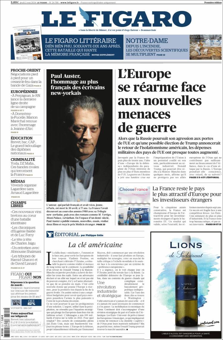Portada de Le Figaro (Francia)