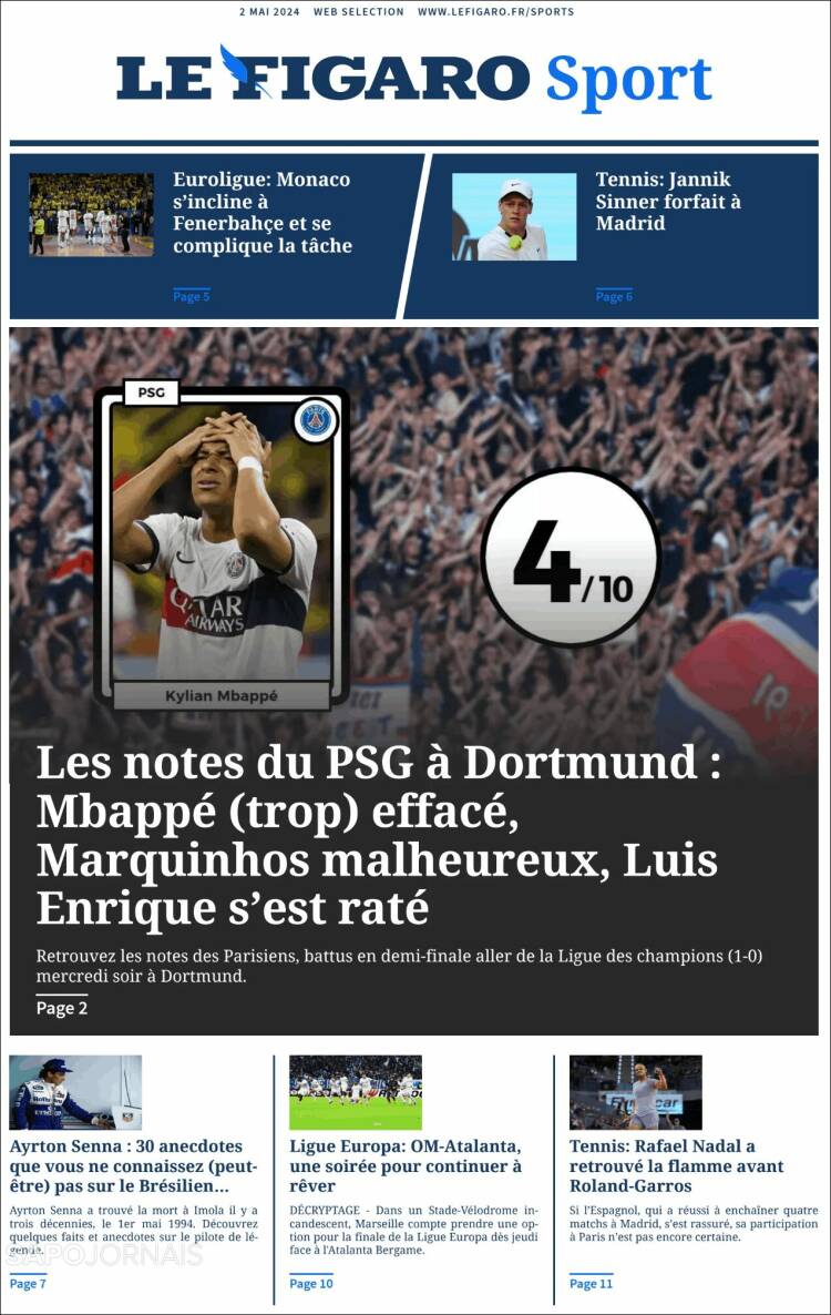 Portada de Le Figaro Sport (Francia)