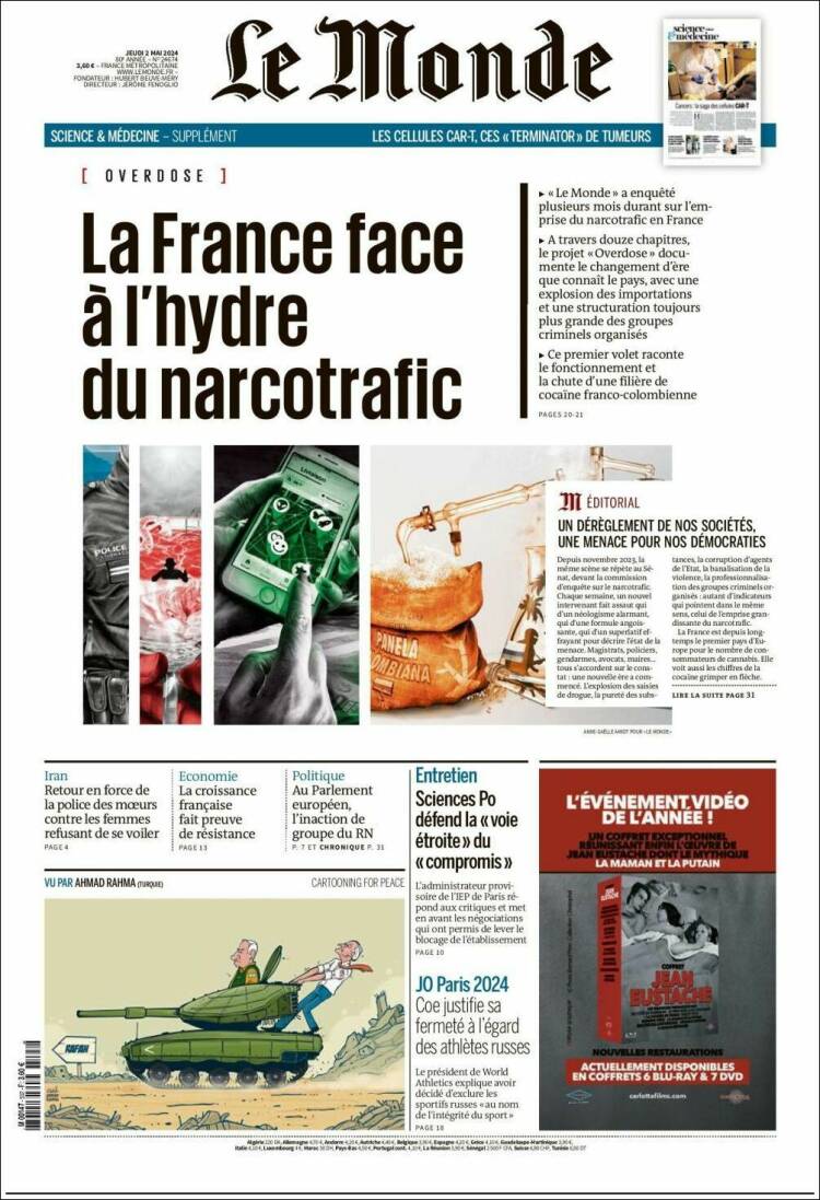 Portada de Le Monde (Francia)