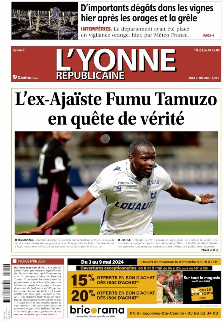 Portada de L'Yonne-Républicaine (Francia)